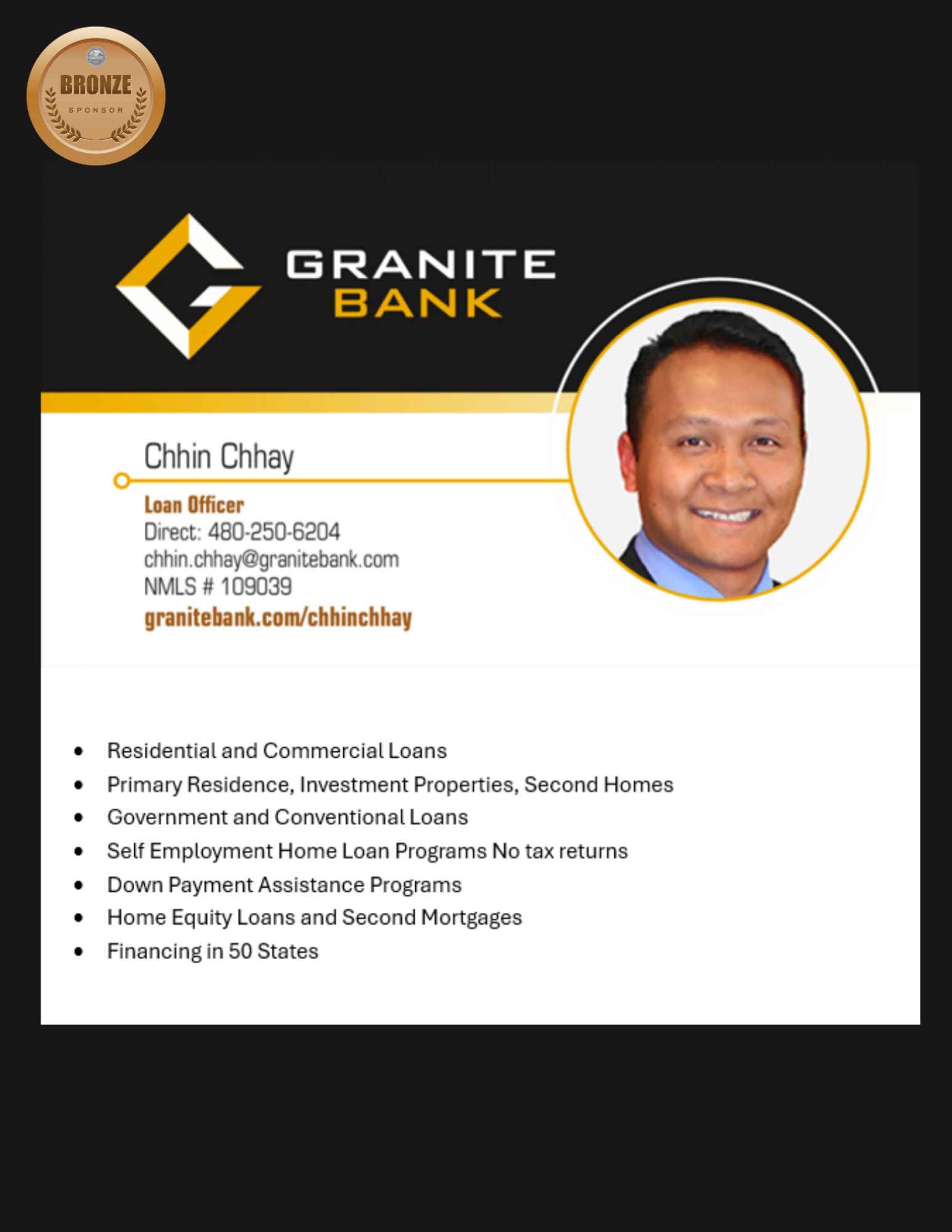 Chhin Chhay of Granite Bank - Bronze Sponsor
